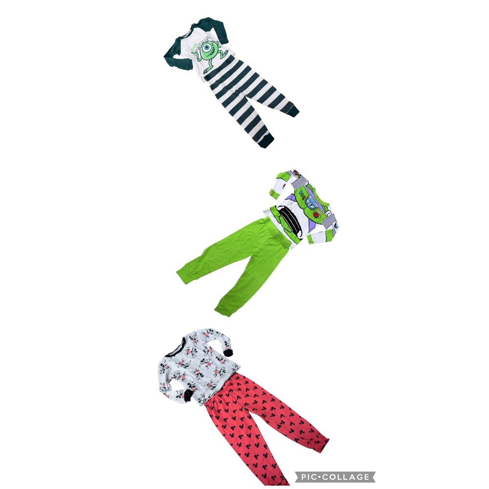 Disney Pixar Pajamas Kids 3T Monsters Inc Buzz Lightyear Mickey Mouse 3 Sets